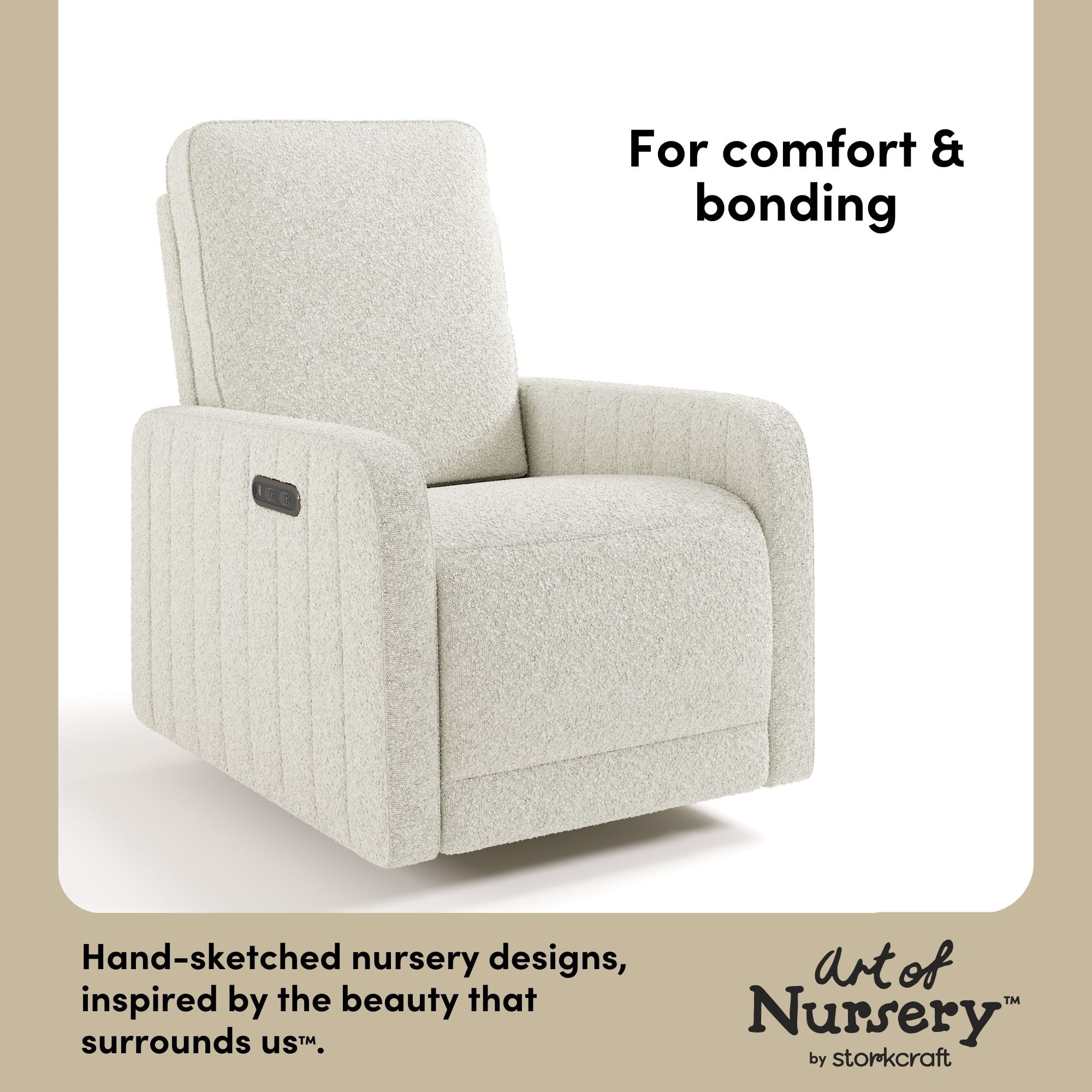 Art of Nursery by Storkcraft Kyoto Power Recliner, Ivory Boucle