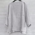thumbnail image 3 of Designer Spring Summer Men's Casual Cotton Linen Solid Color Long Sleeve Shirts Loose Stand Collar Shirts Gray 2X, 3 of 5