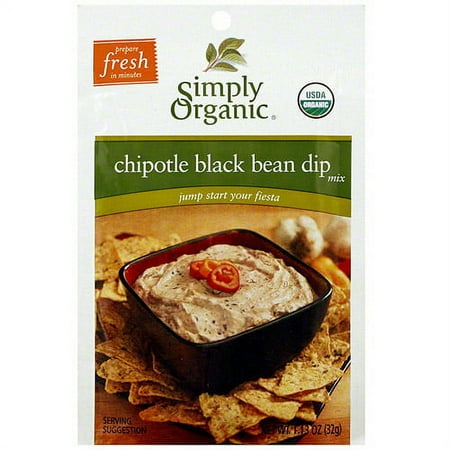 Simply Organic Chipotle Black Bean Dip Mix, 1.13 oz (Pack of 12)