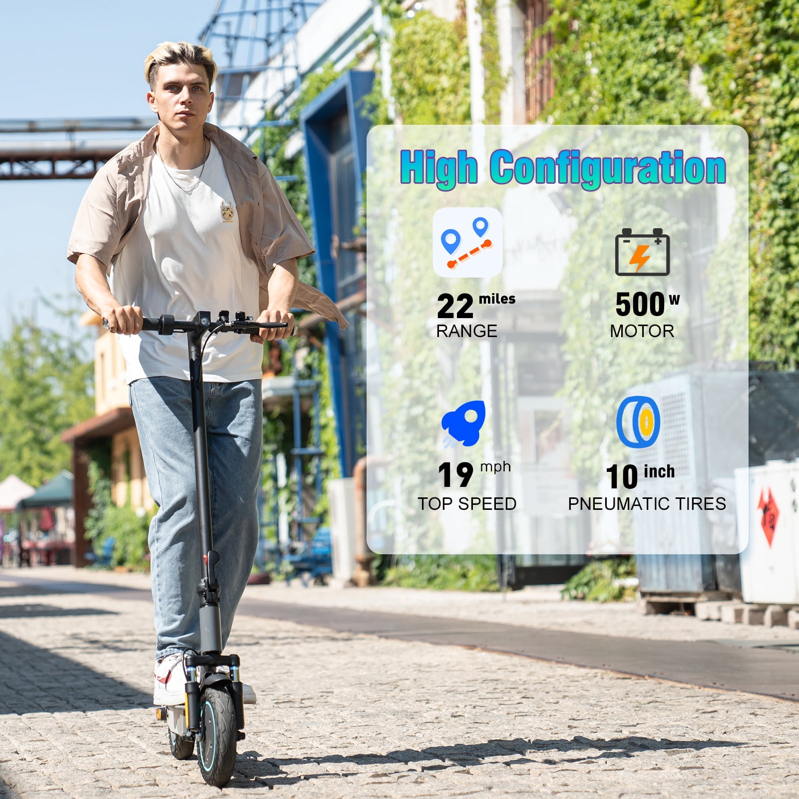 RCB R12Pro Electric Scooter for Kids,Max Speed 12 mph,10 Miles Range,Rainbow LED Lights&Display,Foldable&Portable,Black