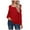 Red-Sweater, variant on Qetyuw Solid Color Cable Knit Sweater for Women Casual Notched V Neck Pullover Jumper Cold Shoulder Long Sleeve Chunky Sweaters