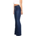 thumbnail image 3 of Pantalones vaqueros de mujer, de cintura alta, con pierna ancha, acampanados, elásticos, estilo boyfriend, estilo bootcut, holgados, informales (L), 3 of 5