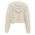 thumbnail image 3 of Cropped Hoodies for Women 2025 Fall Winter Lightweight Long Sleeve Plain Hooded Sweatshirt Pullover Tops, 3 of 6