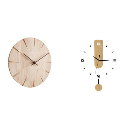 Round Wall Clock Wood Wall Clock Large Roman Numerals Silent Movement for Restaurant Living Room Office