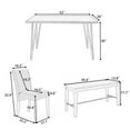 thumbnail image 5 of Modern 6-Piece Dining Table Set with V-Shape Metal Legs, Wood Kitchen Table Set with 4 Upholstered Chairs and Bench for 6,Brown, 5 of 5