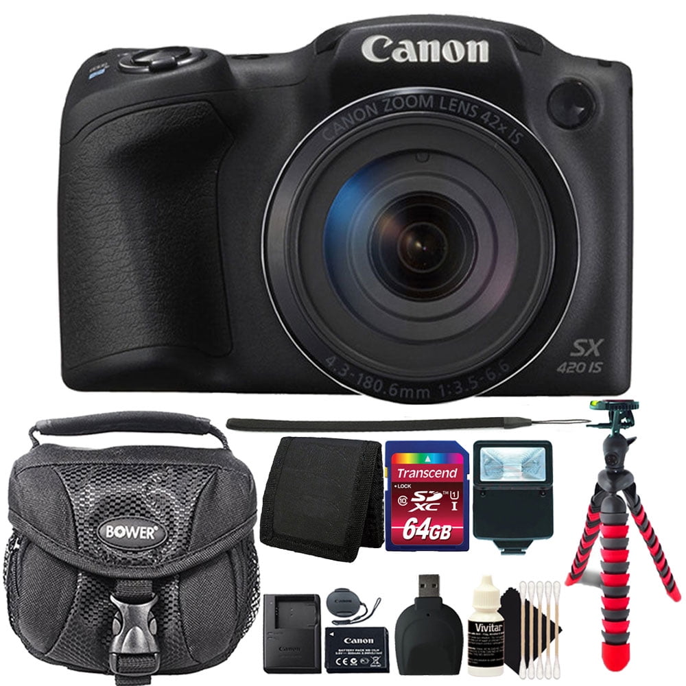 Canon PowerShot SX420 IS Built-In Wi-Fi with NFC 20MP Digital Camera 64GB  Accessory Kit BLACK