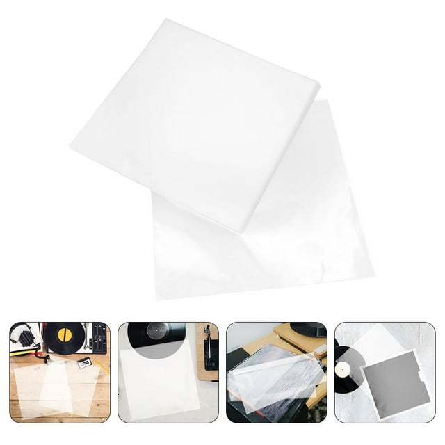 HINTRMENT 50 Pcs Manchons Extérieurs pour Disques Vinyles Plastique Transparent pour Rangement et Protection 12.8x12.8 Po