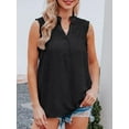 thumbnail image 3 of Women Sleeveless Blouse Ruffles Button V Neck Vest Casual Tops, 3 of 8
