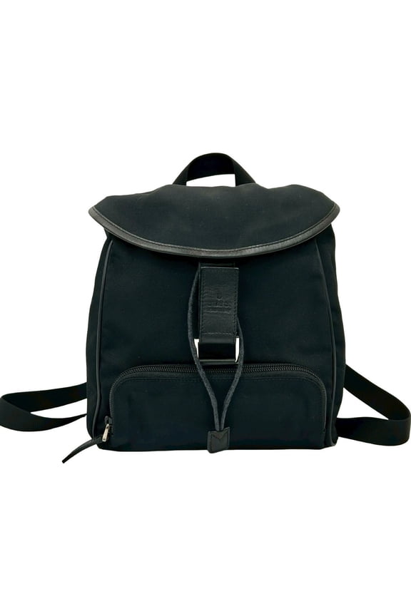 Pre-Owned GUCCI Gucci Logo Nylon Calf Leather Mini Rucksack Backpack Daypack Black... (Good)