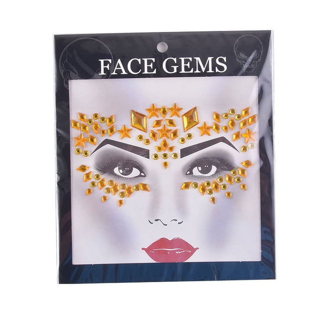 Qarigey Ojo cuerpo cara gemas diamantes de imitación pegatinas autoadhesivas estilo Simple geométrico brillo elegante uñas mujeres Festival Tratamientos faciales Amarillo