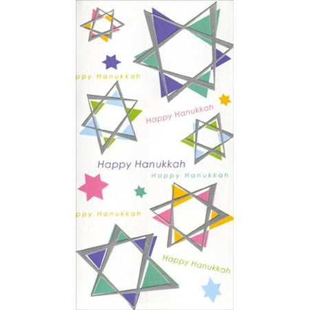 Star Card Holder - Freedom Greetings Silver Foil Stars Hanukkah Money Holder Cards (6 Pack)