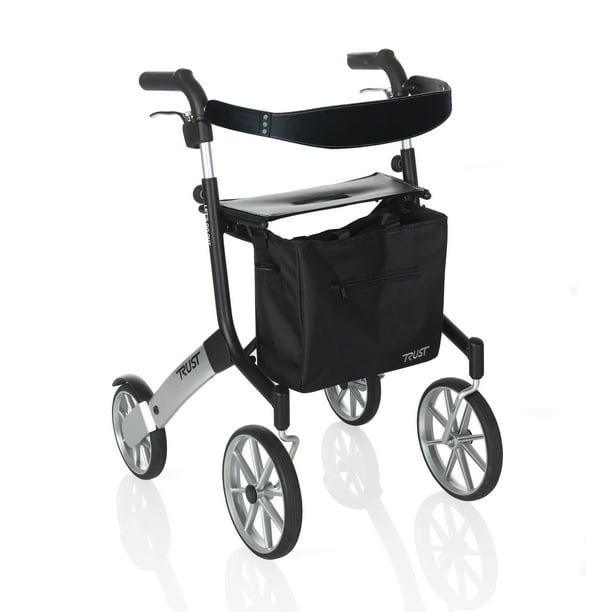 Stander Let’s Go Out Rollator, Lightweight Four Wheel Euro Style Walker with Seat and Locking