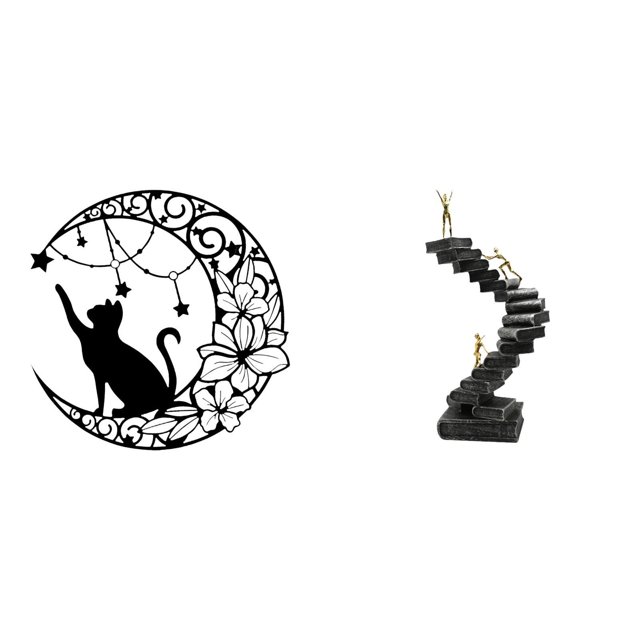 Decoración De Pared De Gato De Metal, Estatuas De Pensadores, Figuras Abstractas, Artesanías, Arte De Pared De Gato Negro, Estantería, Objetos Decorativos, Decoraciones De Mesa De Escritorio