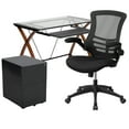 thumbnail image 2 of Flash Furniture Work From Home Kit - Glass Desk with Keyboard Tray, Ergonomic Mesh Office Chair and Filing Cabinet with Lock & Side Handles, 2 of 9