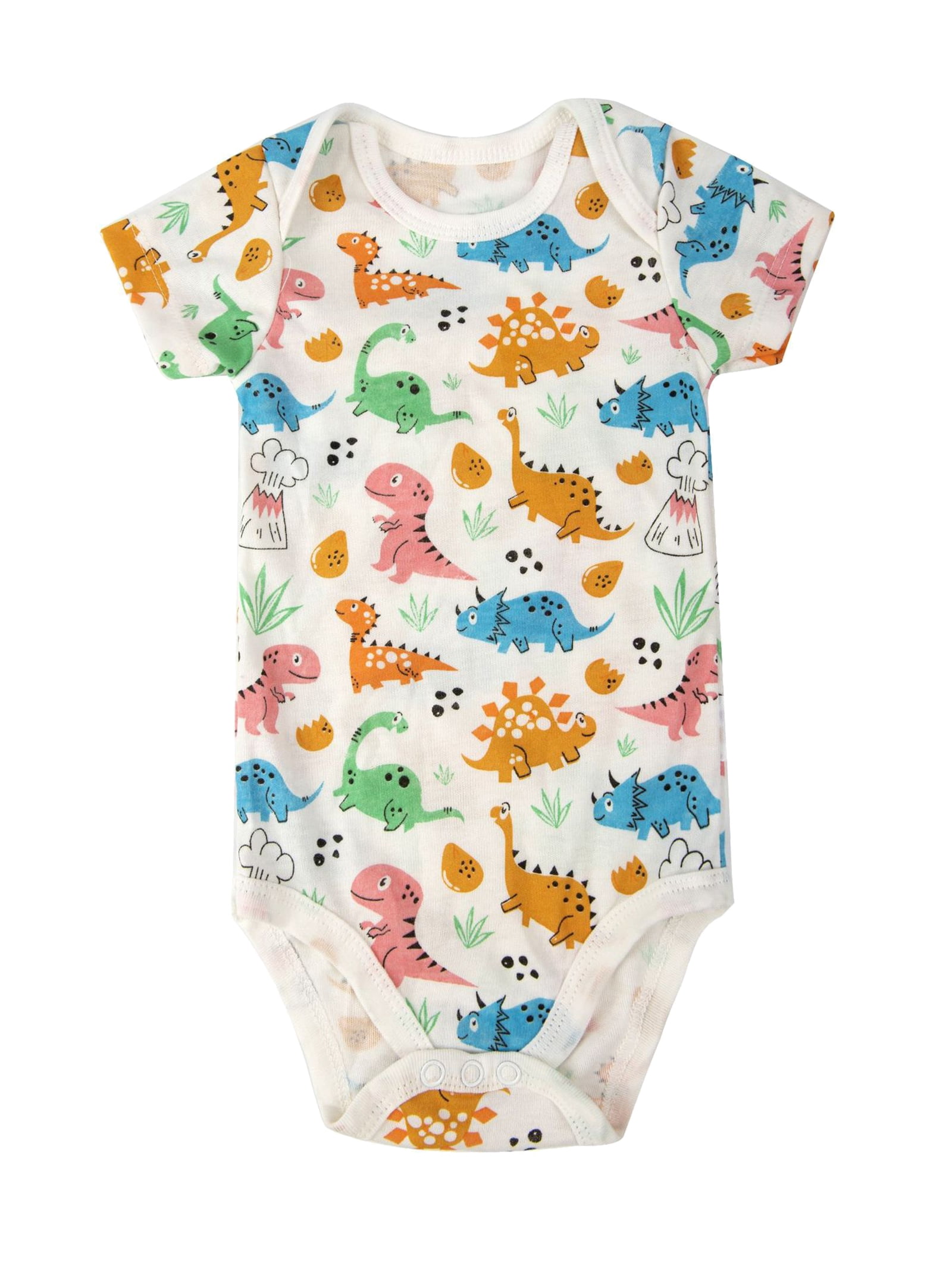 HWJAD Baby Boys 100% Cotton 5-pack Short Sleeve Bodysuits Onesies for Newborn Infant Baby