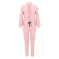 thumbnail image 3 of cocolona Womens Two Piece Outfits Dressy Casual Long Sleeve Blazer Jacket + Long Pants Sets Business Work Office Suit Sets Pink XL, 3 of 5