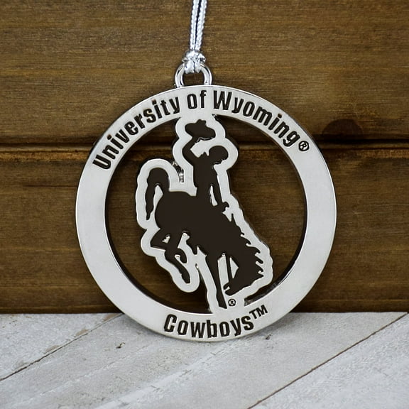 Fan Frenzy Gifts Wyoming Cowboys Licensed Silver Ornament