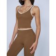 thumbnail image 4 of IBTOM CASTLE Womens Color Block Workout Sets Racerback Tank Top High Waist Leggings Gym Set Yoga Pilates Outfits Brown, 4 of 7