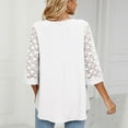 thumbnail image 6 of HAiming Womens Lace 3/4 Sleeve Shirts Trendy Solid Color V Neck Tunic Tops Summer Loose Casual Dressy Basic Blouses, 6 of 8