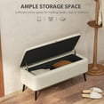 thumbnail image 4 of HOMCOM Banc Ottoman de Rangement, Repose-Pieds en Tissu de Lin Blanc Crème, 4 of 10