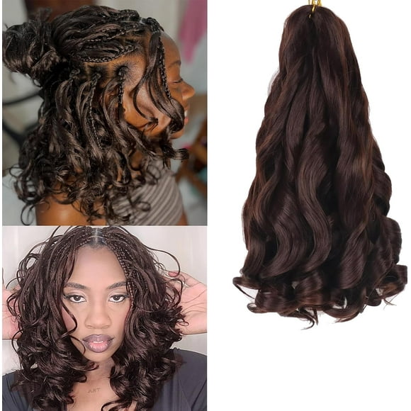 SHILIU-4# French Curl Boho Braiding Hair 12 Inch Short Bob French Curly Braids 5 Packs Curly Slay Braiding Hair French Curl Crochet Hair Skin-friendly Bouncy Synthetic Braid Extensions (4#, 12inch)