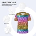 thumbnail image 3 of KLL Glitter Rainbow for Men's Baseball Shirts,Short Sleeve Casual Shirts Button Down Shirt for Men Beach Summer Wedding Shirt-4X-Large, 3 of 7