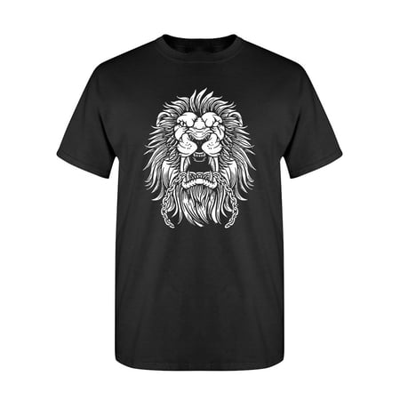 Mouth Open Lion T-Shirt Men -Image by Shutterstock Male XX-Large