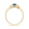 thumbnail image 2 of ANGARA Natural London Blue Topaz Split Shank Ring with Diamonds in 14K Yellow Gold for Women (Size-7x5mm) | November Birthstone, Anniversary, Jewelry Gift for Women | Natural London Blue Topaz Ring, 2 of 9
