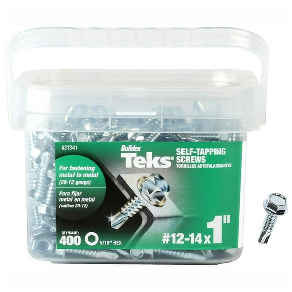 ITW Teks Drill Point Screw - #12-14 x 1"" - Hex Head - Pkg of 400 - 21341