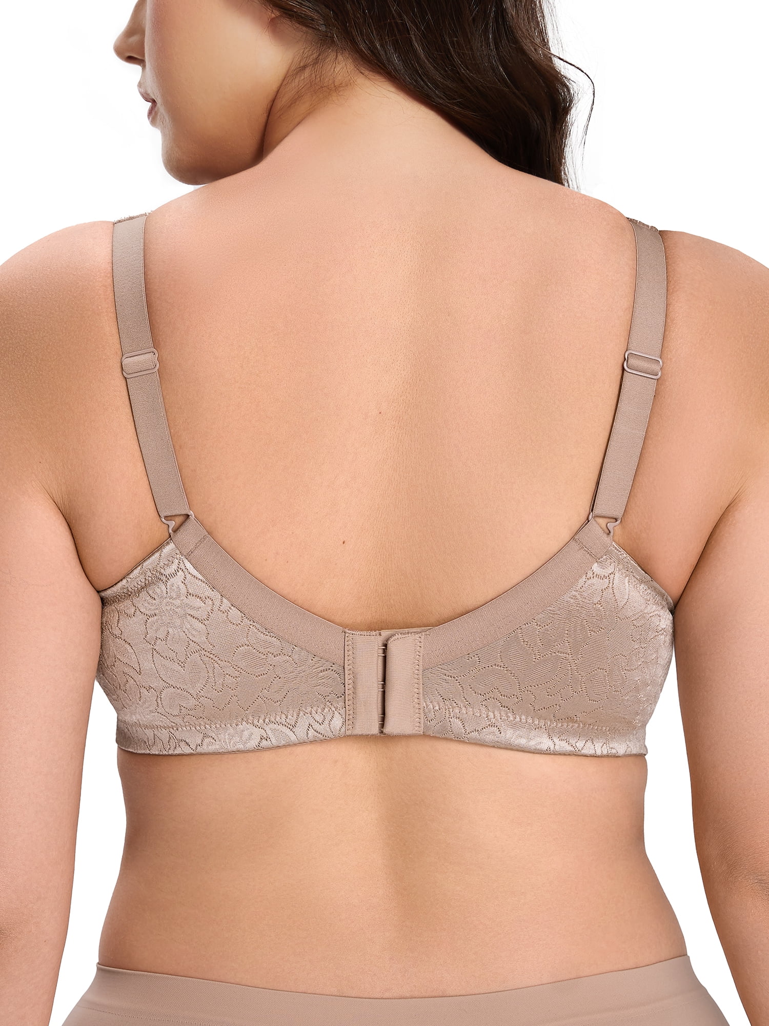 Deyllo Women Plus Size Non Padded Bra Full Coverage Support Minimizer Bra Seamless Unlined Brown Bras Clothes Size 38D
