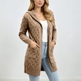 thumbnail image 3 of Naotn Plus Size Hooded Cardigan Sweaters for Women Trendy Fall Open Front Long‑Sleeve Cable Knit Loose Fit Tops with Side Pockets, 3 of 9