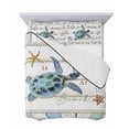 thumbnail image 7 of Ocean Turtle Twin Size Down Alternative Comforter,Lightweight Comforter Quilt Bedding Set with Pillow Shams Coastal Blue Starfish Shell Conch Wood Grain All Seasons Bed Comforter Duvet Insert 68"x86", 7 of 7