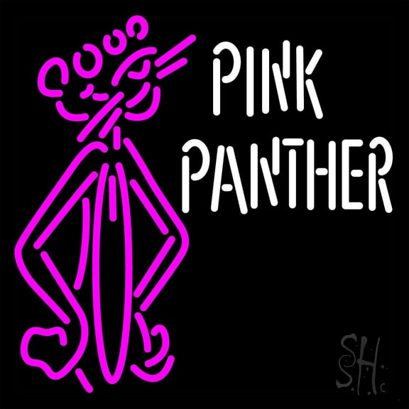 Pink Panther Standing LED Neon Sign 24 x 24 - inches, Black Square Cut Acrylic Backing, with Dimmer - Bright and Premium built indoor LED Neon Sign for café, club, party, event and stroefront.