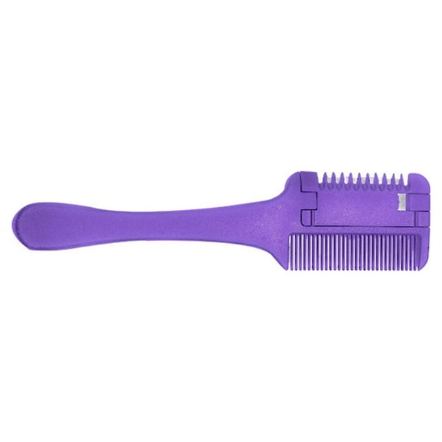 Peigne de Coiffure avec Poignée Double Usage Double Face Multiusage Amincissant pour Cheveux Hommes Accessoires de Rasage Barbier Taille-Cheveux Violet