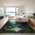 thumbnail image 3 of ODIKA 9'x12' Washable Area Rug Non-Slip, Chair-Friendly Vintage Rustic Mountain Tableau With Cloud Sky And Cabin Wildlife for Dining Room, Basement, Large Office, 3 of 7