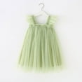 thumbnail image 2 of Trendfront Girls Mesh Tulle Dress for Girls Square Neck Flutter Sleeve Sleeveless Solid Color Fluffy Tutu Princess Wedding Party Gown, 2 of 5