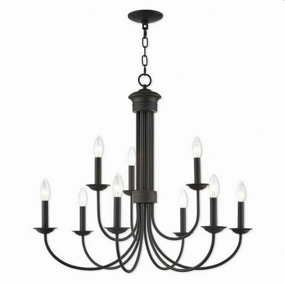 Farmhouse Nine Light Chandelier-Bronze Finish Bailey Street Home 218-Bel-2513252