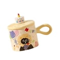 thumbnail image 3 of Taza de café de cerámica, taza de té, regalo de cumpleaños, para mujeres, hombres, desayuno, reutilizable, para dormitorio, oficina, creativa, amarillo, 3 of 8