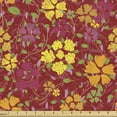 thumbnail image 1 of Floral Fabric by the Yard Upholstery, Ornamental Abstract Climbing Seasonal Garden Flower Branches Leaves Art, Decorative Fabric for DIY and Home Accents, Ruby and Multicolor by Ambesonne, 1 of 5