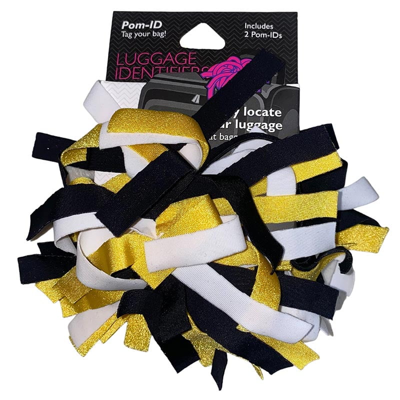 Pomchies PomID Brightly Colored Luggage ID Tag pompom, Black/White