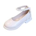 thumbnail image 2 of UngA Toddler Sandals Girl Girls Low Heels Sandal for Girls Open Toe Ankle Buckle Strap Dress Shoes for Little Big Kids In Wedding Party Sandals Flower Girl Sandals(White,Size 1.5), 2 of 8