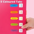 thumbnail image 3 of A5 Subject Spiral Notebook with 2Pcs Index Tabs, WireBound Notebook with 5 Colored Dividers, A5 Notepad, Plastic Cover Lined Page Journal (Pink), 3 of 4