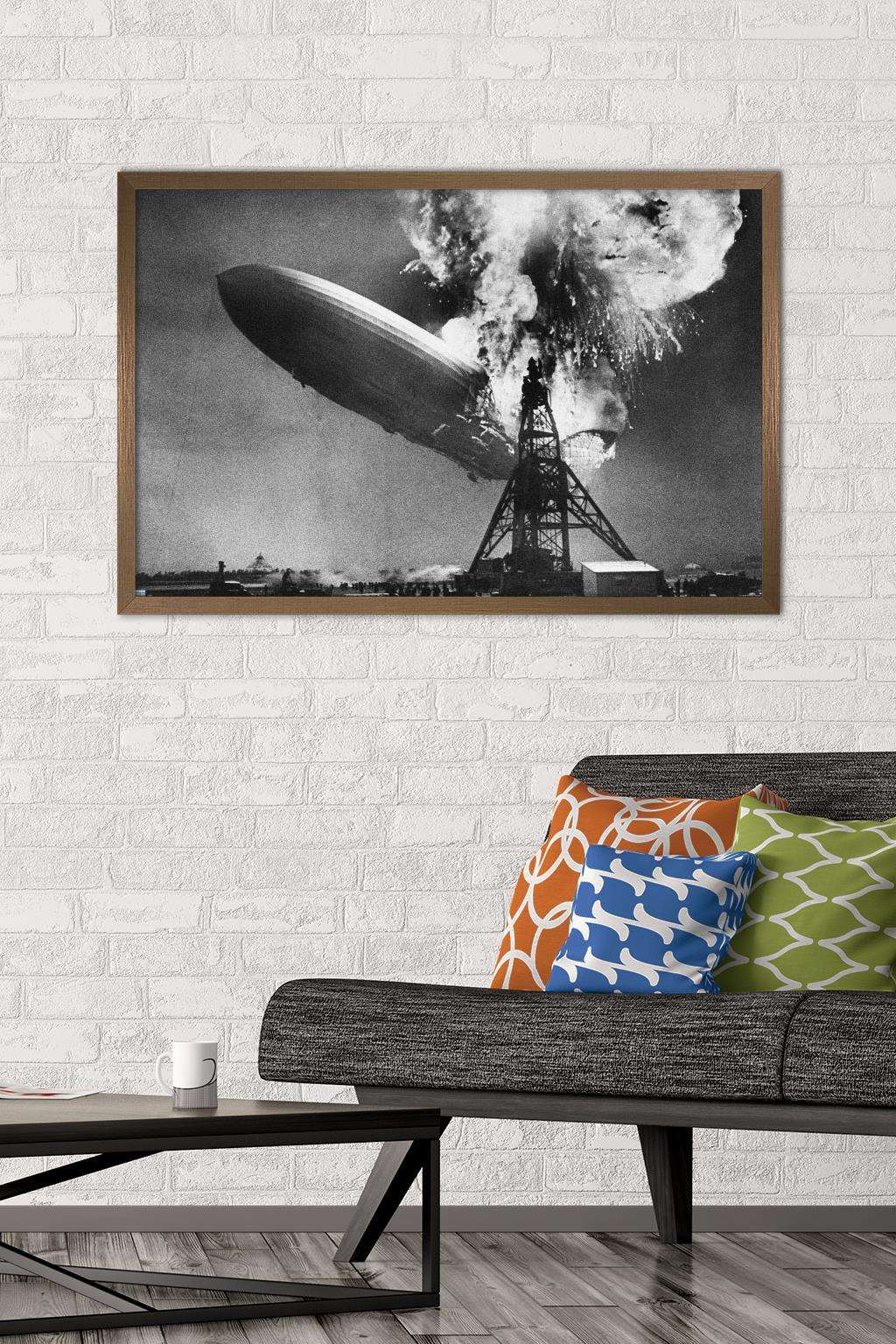 The Hindenburg Disaster Wall Poster, 22.375" x 34", Framed