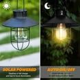 thumbnail image 2 of Farol solar vintage con jaula de acero resistente al agua y luz LED blanca cálida, perfecto para decoración de jardín, patio y terraza, 2 of 7