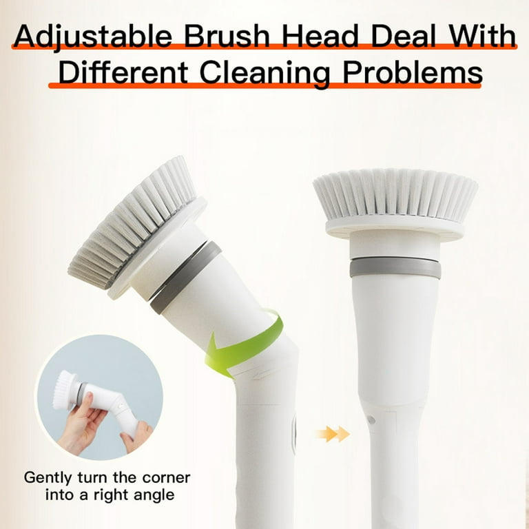 Vikakiooze 360 Electric Spin Scrubber Cordless Power Cleaning Brush 6 Scrub  Brush Heads 1 Adapter Adjust Handle 360 Electric Cordless Clean Promotion