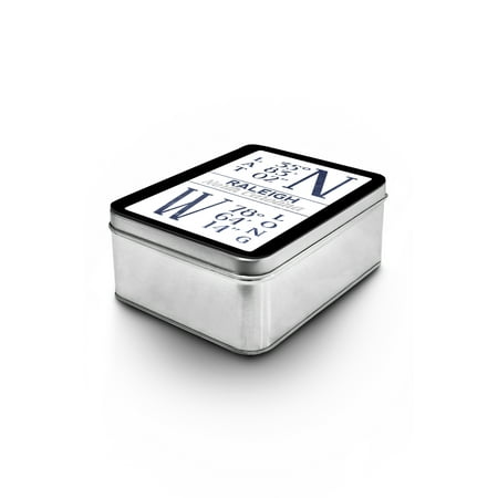 Room Store Raleigh Raleigh, North Carolina - Latitude & Longitude (Blue) - Lantern Press Artwork (Keepsake Tin) ()