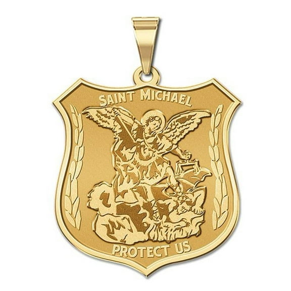Picturesongold.Com 14K Saint Michael Religious Medal Necklace Pendants - 3/4 inch (20mm) Solid 14K Yellow Gold
