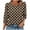 Brown, variant on Dasayo Gray Ladies Tops Summer 3/4 Sleeve Polka Dot Buttons Crewneck T-Shirt Womens Tshirts S