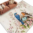 thumbnail image 2 of 5'x8' Area Rugs, Birds Floral Indoor Outdoor Area Rug for Living Room Bedroom, Farmhouse Vintage Pink Flower Leaf Washable Bathroom Rugs Kitchen Floor Carpet Mats Home Decor Aesthetic, 2 of 8