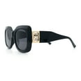 thumbnail image 6 of Womens Mod Thick Plastic Rectangle Designer Fashion Butterfly Sunglasses All Black, 6 of 8